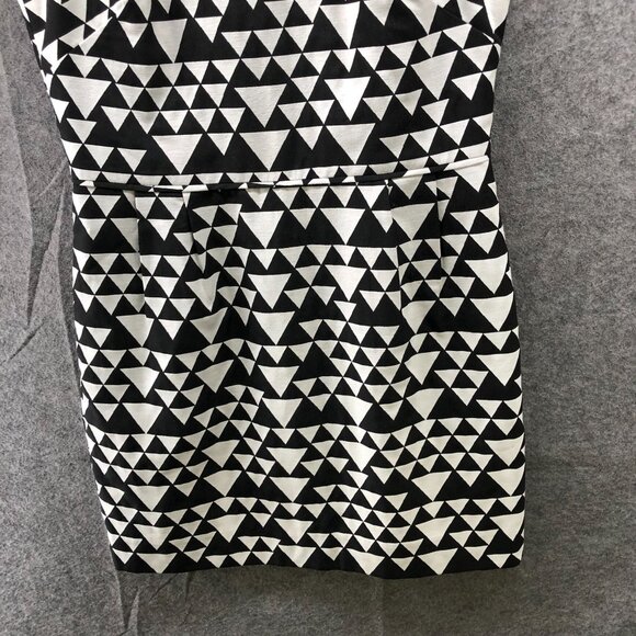 J. Crew Sheath Dress 8P Black White Sleeveless Geometric Print A-Line Career - Picture 4 of 10